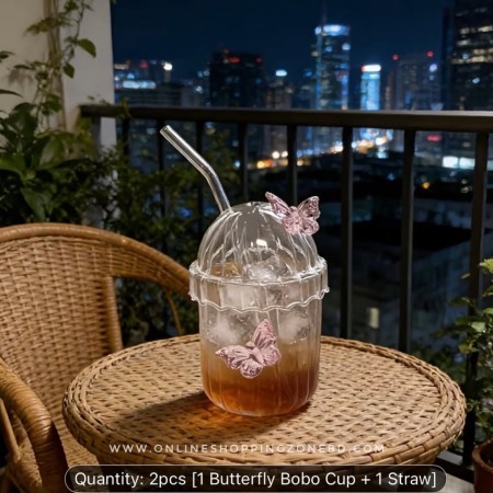 Butterfly Bobo Cup with Straw